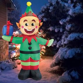 img 4 attached to Illuminate Your Yard with Joiedomi's 5 Foot Elf with Present Inflatable Christmas Decoration- Perfect for Indoor and Outdoor Festive Ambiance!