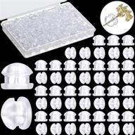 🍔 hamburger silicone clear earring back replacement with storage box - safety rubber backs for studs & fish hooks earrings (101) logo