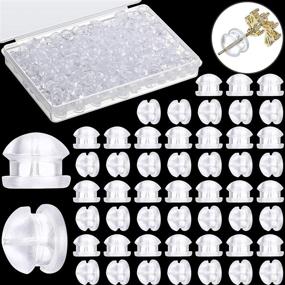 img 4 attached to 🍔 Hamburger Silicone Clear Earring Back Replacement with Storage Box - Safety Rubber Backs for Studs & Fish Hooks Earrings (101)