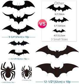 img 3 attached to 🕷️ Ivenf Spider Bat Halloween Decorations - Wall Decals Stickers Decor 100 Pack, Extra Large 3D Spiders and Bats Window Decals, Spider Bat Indoor Halloween Decor