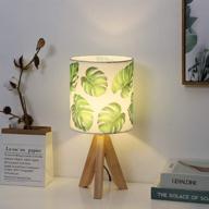 🏞️ haitral tripod table lamp - modern nightstand desk lamp with wooden base and fabric shade for kids room, girls room, bedroom, dorm room, office логотип