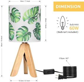 img 3 attached to 🏞️ Haitral Tripod Table Lamp - Modern Nightstand Desk Lamp with Wooden Base and Fabric Shade for Kids Room, Girls Room, Bedroom, Dorm Room, Office