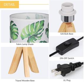 img 2 attached to 🏞️ Haitral Tripod Table Lamp - Modern Nightstand Desk Lamp with Wooden Base and Fabric Shade for Kids Room, Girls Room, Bedroom, Dorm Room, Office