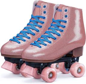 img 4 attached to 🌟 Glitter Sparkle Quad Roller Skates for Women and Girls by Tuosamtin - Perfect for Indoor and Outdoor Use