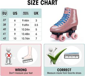 img 3 attached to 🌟 Glitter Sparkle Quad Roller Skates for Women and Girls by Tuosamtin - Perfect for Indoor and Outdoor Use