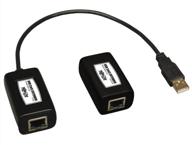 tripp lite 1-портовый usb-преобразователь по кабелю cat5/cat6, передатчик и приемник – расширение usb-сигнала до 150 футов: черный. логотип