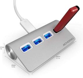 img 4 attached to Achoro Premium Quality Computer USB Port Expander – 4 Ports Portable USB Hub 🔌 - Compatible with MacBook, Windows, iMac, Hard Drive, and PC – High-Speed USB 3.0 HUB (Silver)