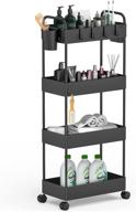 black slim storage cart with wheels & handles - 4 tier multi-purpose storage cart for bathroom, kitchen, laundry and narrow spaces logo