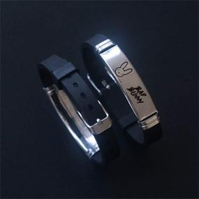 img 1 attached to Adjustable Silicone Wristband with TAGOMEI Stainless Steel Bracelet Accent - Ideal for Bad Bunny Fans