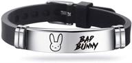 adjustable silicone wristband with tagomei stainless steel bracelet accent - ideal for bad bunny fans logo