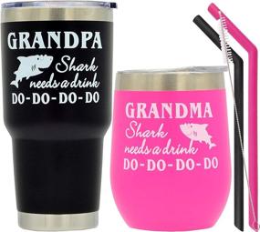 img 4 attached to 🦈 Grandparent Shark Gifts, Grandma Shark Coffee Mug, Grandpa Shark Coffee Mug, Grandma Shark Tumbler, Grandpa Shark Tumbler, Grandpa Shark Needs a Drink, Grandma Shark Present, Grandma Shark Tumbler with Lid, Grandpa Shark Tumbler with Lid, Grandma Shark Cup with Straw