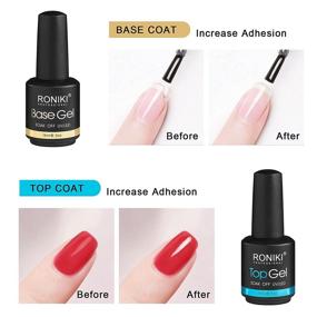 img 1 attached to 💅 Набор гель-лака RONIKI - Блеск без липкого слоя & основное покрытие - Долго держится & высокий глянец - Смывается гель-лаком UV LED - Прозрачный - 2 x 15 мл бутылки
