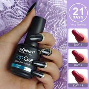 img 3 attached to 💅 Набор гель-лака RONIKI - Блеск без липкого слоя & основное покрытие - Долго держится & высокий глянец - Смывается гель-лаком UV LED - Прозрачный - 2 x 15 мл бутылки