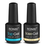 💅 набор гель-лака roniki - блеск без липкого слоя & основное покрытие - долго держится & высокий глянец - смывается гель-лаком uv led - прозрачный - 2 x 15 мл бутылки логотип