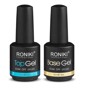 img 4 attached to 💅 Набор гель-лака RONIKI - Блеск без липкого слоя & основное покрытие - Долго держится & высокий глянец - Смывается гель-лаком UV LED - Прозрачный - 2 x 15 мл бутылки