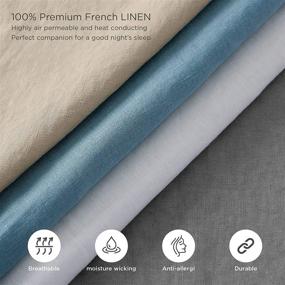 img 2 attached to 🛏️ Bedsure Twin Size Linen Sheets Set - Deep Pocket, Breathable Bedding Set, Washed French Linen Sheet (Grey, 66"x100")