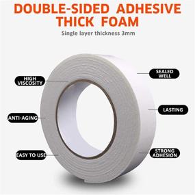 img 3 attached to 🔒 Versatile Double Sided White PE Foam Tape - Strong Weatherproof Adhesive for Indoor and Outdoor Decorative Applications, Car & Gap Mountings - 33 Ft Long, Wide 1.18 in