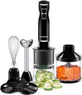 🍳 chefman 6-in-1 electric spiralizer & immersion blender/vegetable slicer combo kit - includes 3 blade attachments, zoodle maker grate, ribbon, spiral, blend, chop, puree - enhance your food prep experience! логотип