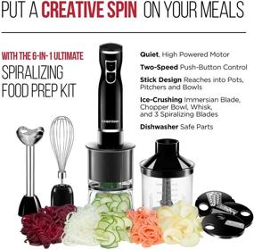 img 3 attached to 🍳 Chefman 6-in-1 Electric Spiralizer & Immersion Blender/Vegetable Slicer Combo Kit - Includes 3 Blade Attachments, Zoodle Maker Grate, Ribbon, Spiral, Blend, Chop, Puree - Enhance Your Food Prep Experience!