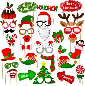 img 4 attached to 📸 Capture Memorable Moments with Christmas Photo Booth Props Kit (32Pcs) – Perfect for Festive Party Fun!