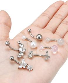 img 1 attached to Pnsgisr Button Dangle Surgical Piercing Women's Jewelry and Body Jewelry