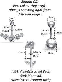 img 2 attached to Pnsgisr Button Dangle Surgical Piercing Women's Jewelry and Body Jewelry