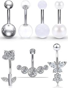 img 3 attached to Pnsgisr Button Dangle Surgical Piercing Women's Jewelry and Body Jewelry