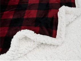 img 1 attached to 🔴 Buffalo Plaid Sherpa Blanket Throw, Red Black Checkered Flannel Fleece Blanket for Couch Bed, Warm Soft Christmas Plush Microfiber Blanket, 50x60