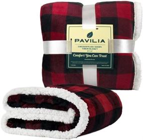 img 2 attached to 🔴 Buffalo Plaid Sherpa Blanket Throw, Red Black Checkered Flannel Fleece Blanket for Couch Bed, Warm Soft Christmas Plush Microfiber Blanket, 50x60