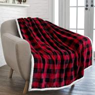 🔴 buffalo plaid sherpa blanket throw, red black checkered flannel fleece blanket for couch bed, warm soft christmas plush microfiber blanket, 50x60 logo