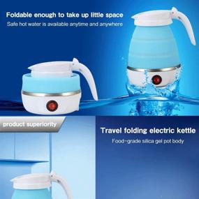 img 2 attached to 🔌 Foldable Electric Travel Tea Kettle: Compact, Food Grade Silicone with Boil Dry Protection - Blue