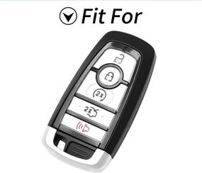 img 3 attached to 🔑 Leather Key Fob Case Protector Holder for 2017 Fusion Edge F250 F350 F450 F550 2018 Explorer Expedition - 5 Button Smart Remote Control Cover