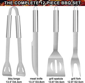 img 3 attached to 12-Piece Stainless Steel Grill Utensil Set by POLIGO - Includes Black Cooler Bag - Outdoor BBQ Accessories - Premium Grilling Tools for Men - Ideal Barbecue Gifts