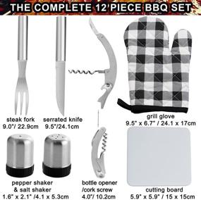 img 2 attached to 12-Piece Stainless Steel Grill Utensil Set by POLIGO - Includes Black Cooler Bag - Outdoor BBQ Accessories - Premium Grilling Tools for Men - Ideal Barbecue Gifts