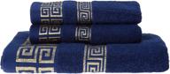 premium 3-piece embroidered towel set - 100% cotton, extra thick, highly absorbent - ideal for hotels, bathrooms, and beaches in blue logo