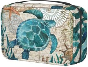 img 4 attached to 🐢 Hanging Sea Turtle Toiletry Bag: Women's Travel Makeup Organizer for Toiletries, Cosmetics, and Brushes