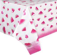 🍉 wernnsai watermelon table cover - 4 pack 54" x 108" rose red: perfect watermelon party supplies for girls birthday, baby shower, and wedding celebrations - disposable plastic tablecloth with heart pattern logo