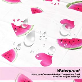 img 1 attached to 🍉 WERNNSAI Водянистый столешница - 4 штуки 54" x 108" Розово-красный: Идеальное украшение для вечеринок в водянистом стиле на день рождения девочки, на бэби-шауэр или на свадьбу - Пленка для стола из пластика с сердечным узором