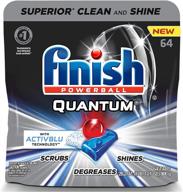ultimate clean & shine: финиш квантум 64 шт. таблетки для мытья посуды с пауэрболом логотип