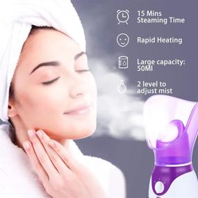 img 2 attached to Nano Ionic Facial Steamer for Men and Women - Hot Mist Face Steamer for Home Sauna SPA, Moisturizing Cleansing Pores with Blackhead Remover Kit and Face Humidifier Atomizer
