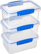 sistema klip it rectangular collection food storage container, 33.8 oz./1.0 l, clear/blue - set of 3 логотип