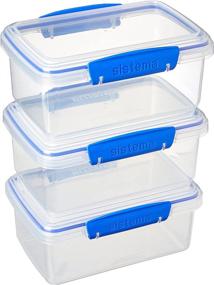 img 4 attached to Sistema KLIP IT Rectangular Collection Food Storage Container, 33.8 oz./1.0 L, Clear/Blue - Set of 3