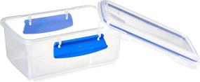 img 3 attached to Sistema KLIP IT Rectangular Collection Food Storage Container, 33.8 oz./1.0 L, Clear/Blue - Set of 3