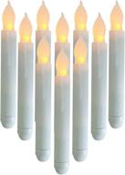 🕯️ set of 12 led flameless taper candles by houdlee - warm white flickering lights, battery operated window candles, mini electric tapered candles for halloween, christmas, party, wedding decorations логотип