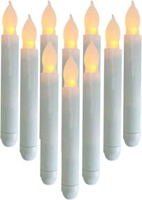 img 4 attached to 🕯️ Set of 12 LED Flameless Taper Candles by Houdlee - Warm White Flickering Lights, Battery Operated Window Candles, Mini Electric Tapered Candles for Halloween, Christmas, Party, Wedding Decorations