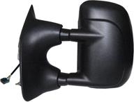 🔌 enhanced driver side towing mirror: fit system for ford excursion, f250/f350/f450/f550 super duty pick-up - extendable, textured black, foldaway, heated power logo