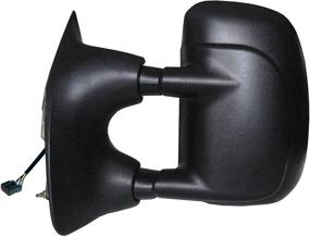 img 1 attached to 🔌 Enhanced Driver Side Towing Mirror: Fit System for Ford Excursion, F250/F350/F450/F550 Super Duty Pick-Up - Extendable, Textured Black, Foldaway, Heated Power