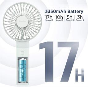 img 3 attached to EasyAcc Handheld Fan 2021 Upgraded - Personal Cooling Fan with 3350mAh 🌬️ Battery, 17 Hours Runtime, 4 Speeds - Strong Winds for Home Outdoor - White