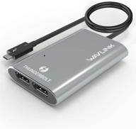 🖥️ wavlink адаптер usb-c type c с двумя портами displayport | поддерживает два монитора dual 4k@60hz | совместим с thunderbolt 3 | для mac и windows. логотип