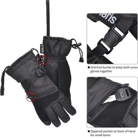 img 1 attached to Ski Gloves for Women, Youth, and Kids - Cozy Winter Warmth, Windproof Protection - Ideal for Skiing, Snowboarding, Motorcycling, Shoveling - Equipped with Pocket & Wrist Leashes - Featuring 3M Thinsulate Technology